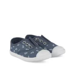 Baskets Toile MARINE Garçon Motif Multicolore Elastique
