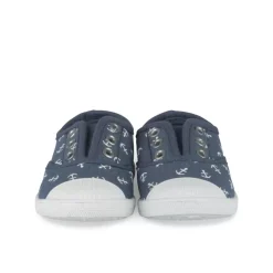 Baskets Toile MARINE Garçon Motif Multicolore Elastique