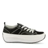 Baskets Toile NOIR Femme Motif Uni Lacets