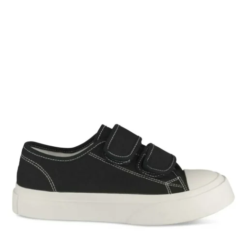 Baskets Toile NOIR Femme Motif Uni Scratch