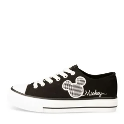 Baskets Toile NOIR Femme Motif Carreaux Lacets