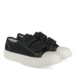 Baskets Toile NOIR Femme Motif Uni Scratch