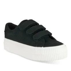 Baskets Toile NOIR Femme Motif Uni Scratch