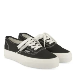 Baskets Toile NOIR Femme Motif Uni Elastique