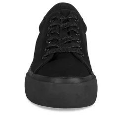 Baskets Toile NOIR Femme Motif Uni Lacets