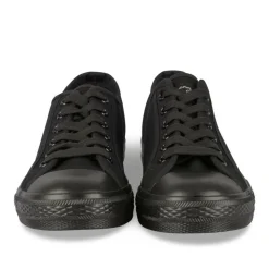 Baskets Toile NOIR Femme Motif Uni Lacets