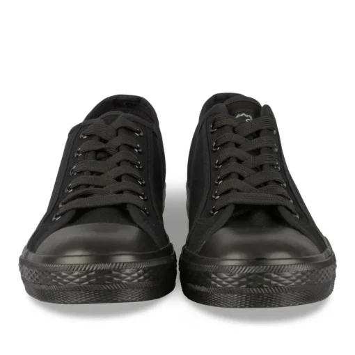 Baskets Toile NOIR Femme Motif Uni Lacets