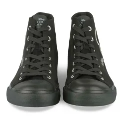 Baskets Toile NOIR Femme Motif Uni Lacets