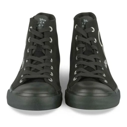 Baskets Toile NOIR Femme Motif Uni Lacets
