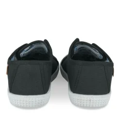 Baskets Toile NOIR Femme Motif Uni Elastique