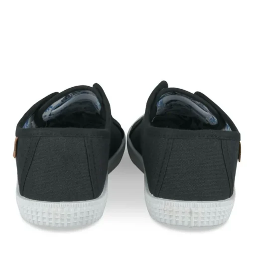 Baskets Toile NOIR Femme Motif Uni Elastique