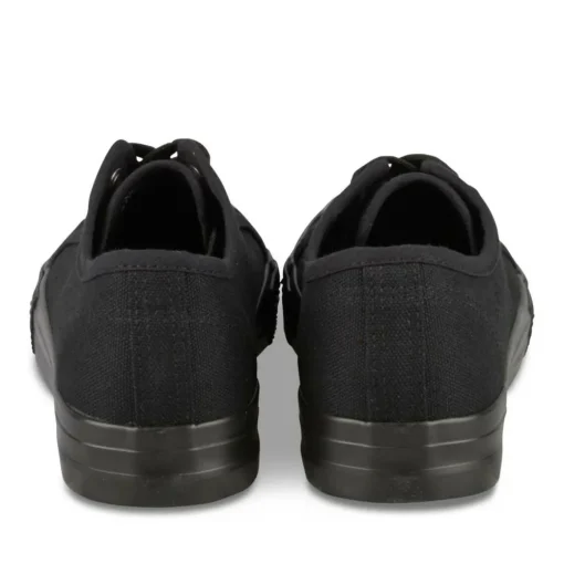 Baskets Toile NOIR Femme Motif Uni Lacets