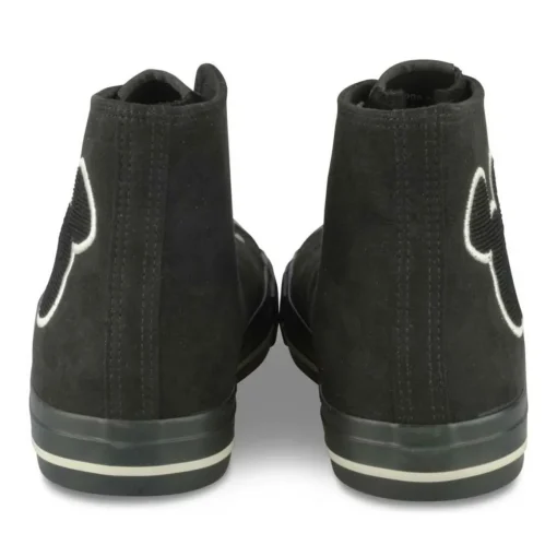 Baskets Toile NOIR Femme Motif Uni Lacets