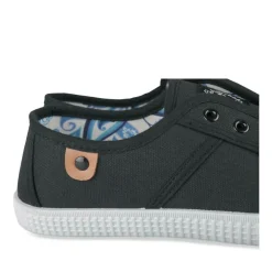 Baskets Toile NOIR Femme Motif Uni Elastique