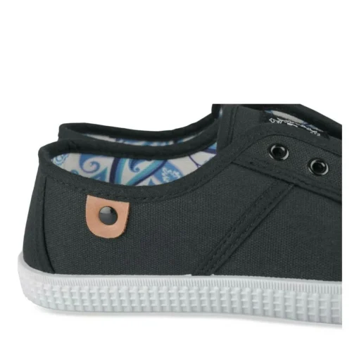 Baskets Toile NOIR Femme Motif Uni Elastique