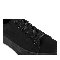 Baskets Toile NOIR Femme Motif Uni Lacets