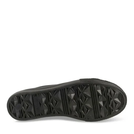 Baskets Toile NOIR Femme Motif Uni Lacets