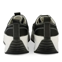 Baskets Toile NOIR Femme Motif Uni Lacets