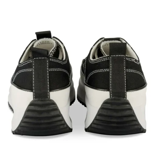 Baskets Toile NOIR Femme Motif Uni Lacets