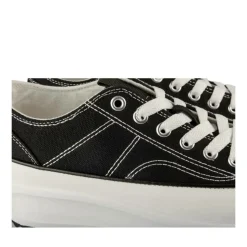 Baskets Toile NOIR Femme Motif Uni Lacets