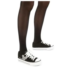 Baskets Toile NOIR Femme Motif Carreaux Lacets