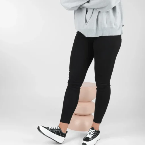 Baskets Toile NOIR Femme Motif Uni Lacets
