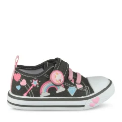 Baskets Toile NOIR Fille Motif Licorne Scratch
