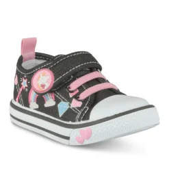 Baskets Toile NOIR Fille Motif Licorne Scratch