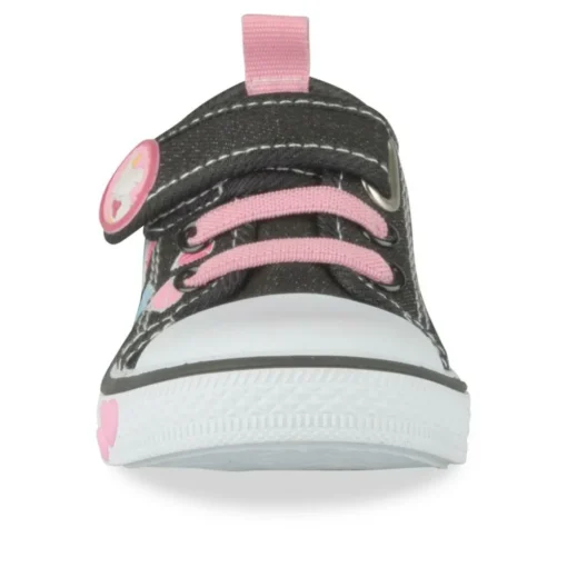Baskets Toile NOIR Fille Motif Licorne Scratch