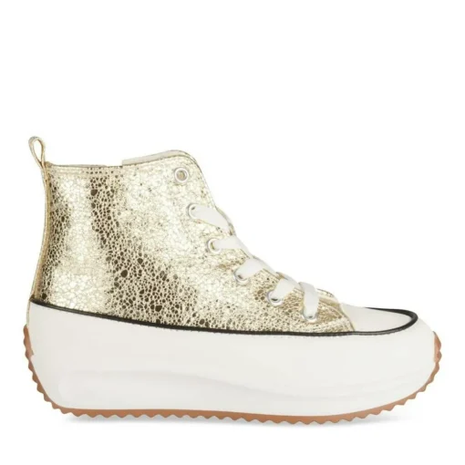 Baskets Toile OR Fille Motif Uni Lacets