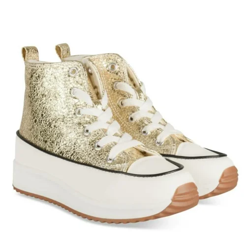 Baskets Toile OR Fille Motif Uni Lacets