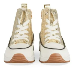 Baskets Toile OR Fille Motif Uni Lacets