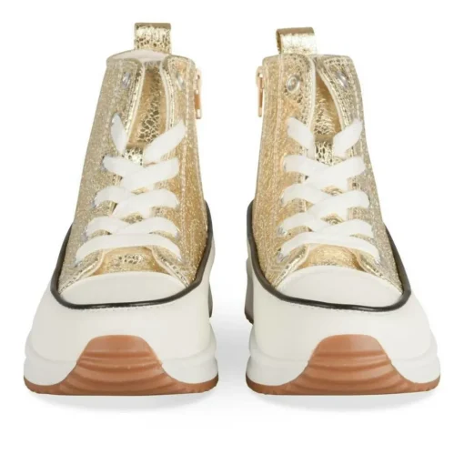Baskets Toile OR Fille Motif Uni Lacets