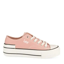 Baskets Toile ROSE Femme Motif Uni Lacets