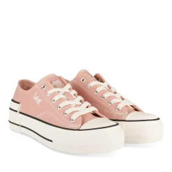 Baskets Toile ROSE Femme Motif Uni Lacets