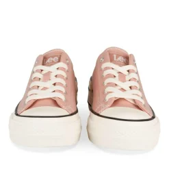 Baskets Toile ROSE Femme Motif Uni Lacets