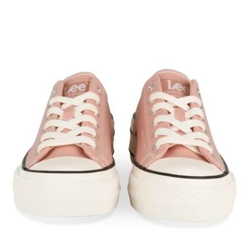 Baskets Toile ROSE Femme Motif Uni Lacets