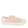 Baskets Toile ROSE Fille Motif Iridescent Elastique