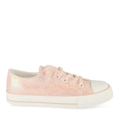 Baskets Toile ROSE Fille Motif Iridescent Elastique