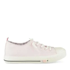 Baskets Toile ROSE Fille Motif Uni Elastique