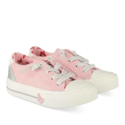 Baskets Toile ROSE Fille Motif Paillettes Elastique