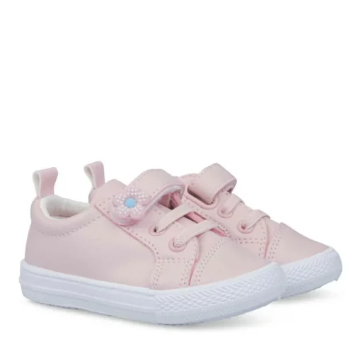 Baskets Toile ROSE Fille Motif Uni Scratch