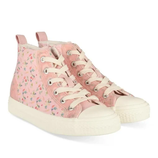 Baskets Toile ROSE Fille Motif Iridescent Lacets
