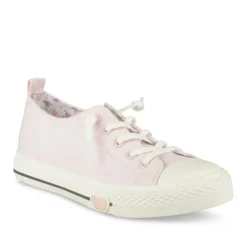 Baskets Toile ROSE Fille Motif Uni Elastique