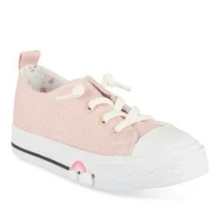 Baskets Toile ROSE Fille Motif Paillettes Elastique