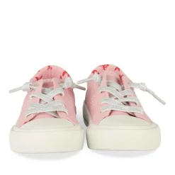 Baskets Toile ROSE Fille Motif Paillettes Elastique