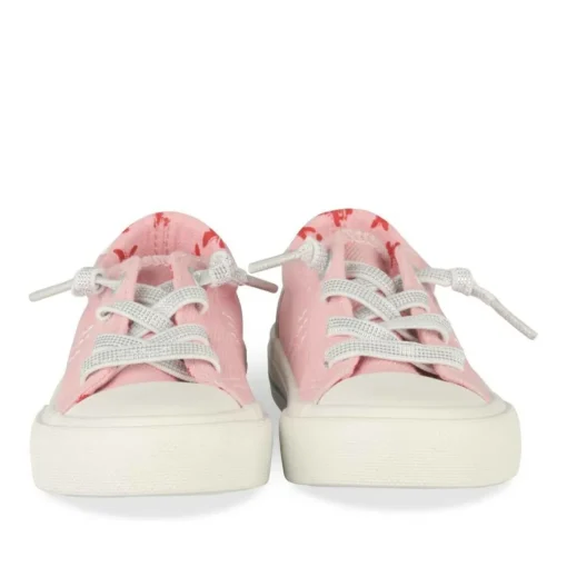Baskets Toile ROSE Fille Motif Paillettes Elastique
