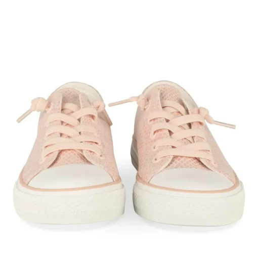 Baskets Toile ROSE Fille Motif Iridescent Elastique