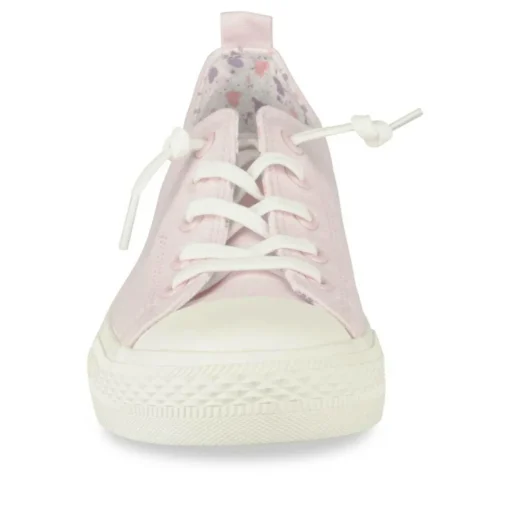 Baskets Toile ROSE Fille Motif Uni Elastique