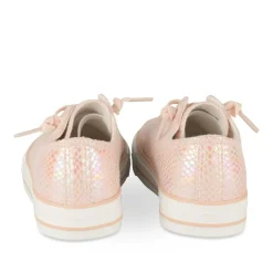 Baskets Toile ROSE Fille Motif Iridescent Elastique